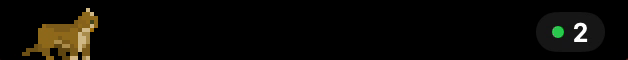 The CodeCat island on a MacBook notch: a pixel cat on a black plate, with a session counter showing two running agents.
