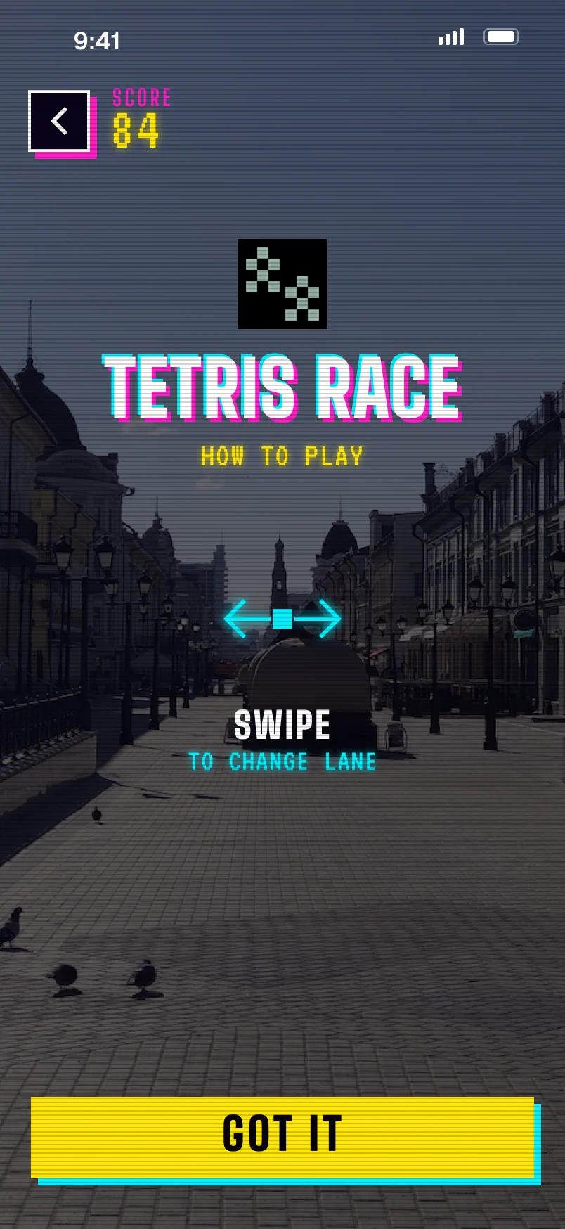 Tetris Race, how to play: swipe to change lane.