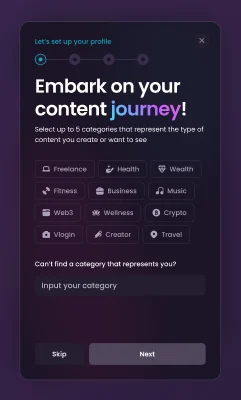 Creator setup 1: categories.