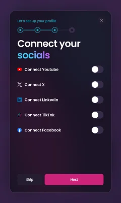 Creator setup 3: connect five socials.